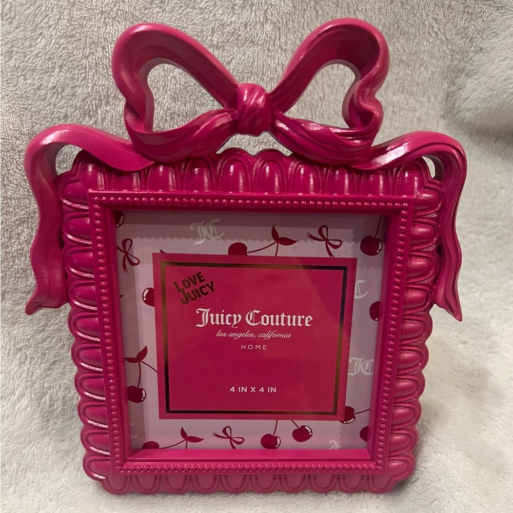 Juicy Couture Pink Bow Picture Frame 4x4  Glam Decor Giftable Collectible Frame